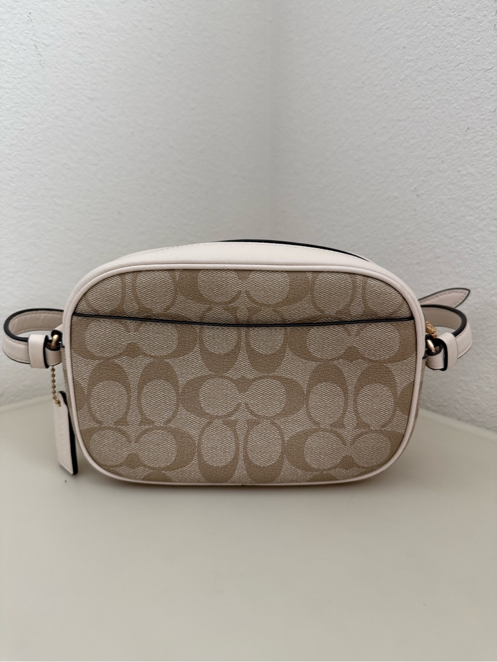 Coach Beige Signature Canvas Crossbody with white outline - Picture 3 of 8